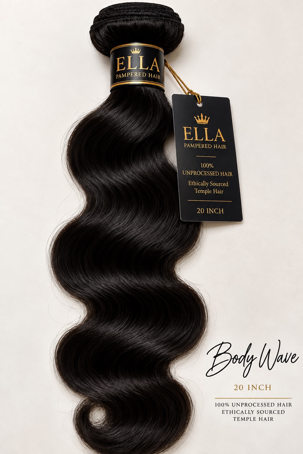 Ella Pampered Hair Body Wave 20 inch raw hair bundle