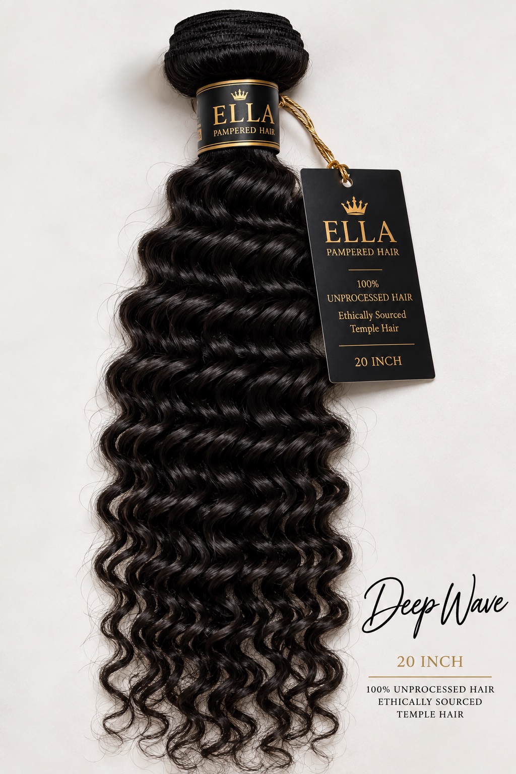 Ella Pampered Hair Deep Wave 20 inch raw hair bundle