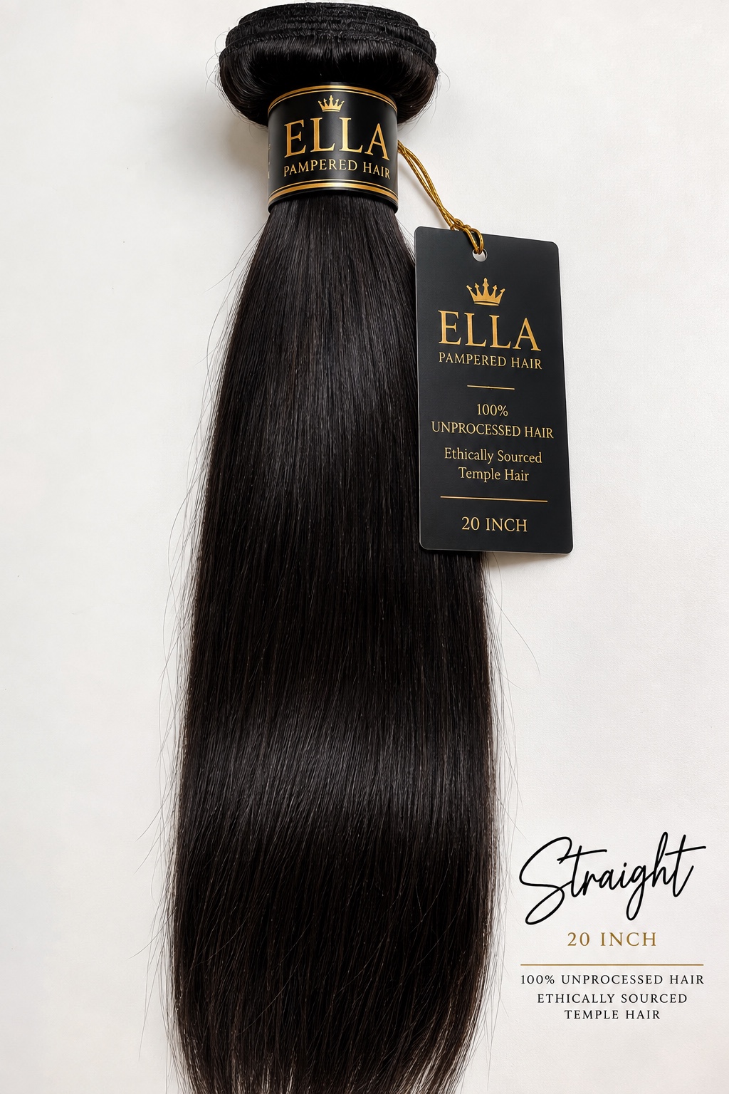 Ella Pampered Hair Straight 20 inch raw hair bundle